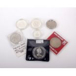 A selection of 7 Falkland Islands commemorative coins, a mix of silver and Cu-Ni.