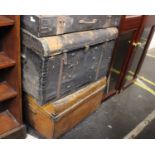 Three Antique Trunks and a Collection of Vintage Tools (As Found)One metal trunk, one canvas and