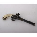 A Liege antique flint lock single shot pistol - Model XVlllS Extremely Ornate - Heavy Solid Brass