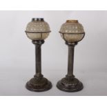 A collection of glass items to include 2 glass orb topped tea light holders on stems, 2 glass