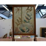 An Early 20th Century Fire Screen Displaying A Silk Embroidery(H)73 x (W)46.5 x (D)20 cm