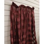 Six Pairs of Chequered Purple Curtains with Tie Backs (As Found)*Please note this Lot is subject