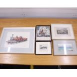 Five Framed Works Including Alfred Flowers and John Frederick PalmerCabot's Ship 'The Matthew'
