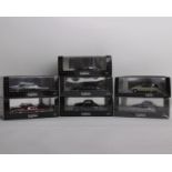 A collection of seven 1:43 scale Matrix model cars to include a Jensen Interceptor FF Series II (