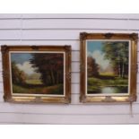 Two Landscape Paintings In Gilt FramesIndistinctly signed bottom rightOil on canvas197062 x 52 cm (