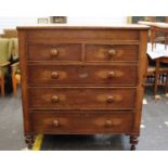 A Victorian Mahogany Five Drawer Chest of Drawers On Turned Legswith a hidden drawer above(H)129