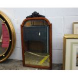 An Early Victorian Mahogany Bevelled Wall Mirror with Carved Crested Detailing(H)78 x (W)42.5 x (D)4