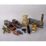 A Vintage tin toy ANIMAL VAN TRUCK friction YH JAPAN lions circus 50's-60's - lions move, a tin