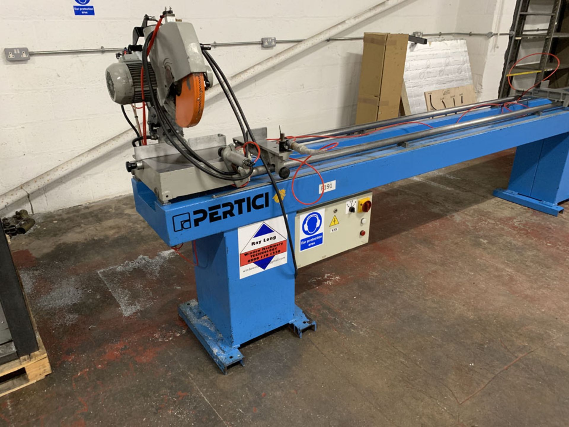 Pertici Univer Model 332P Twin Headed Mitering Sawing Machine. - Image 9 of 17