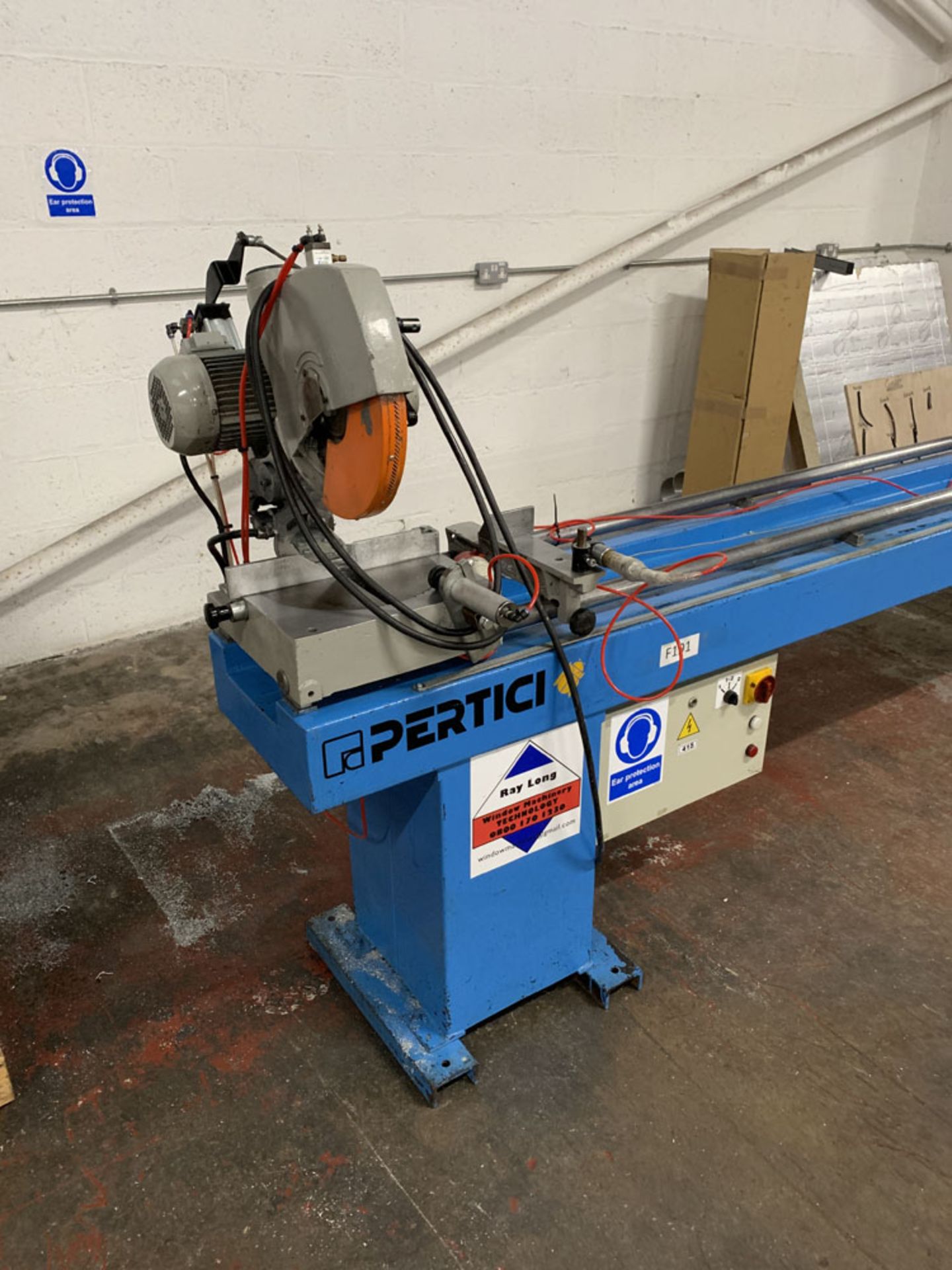 Pertici Univer Model 332P Twin Headed Mitering Sawing Machine. - Image 10 of 17