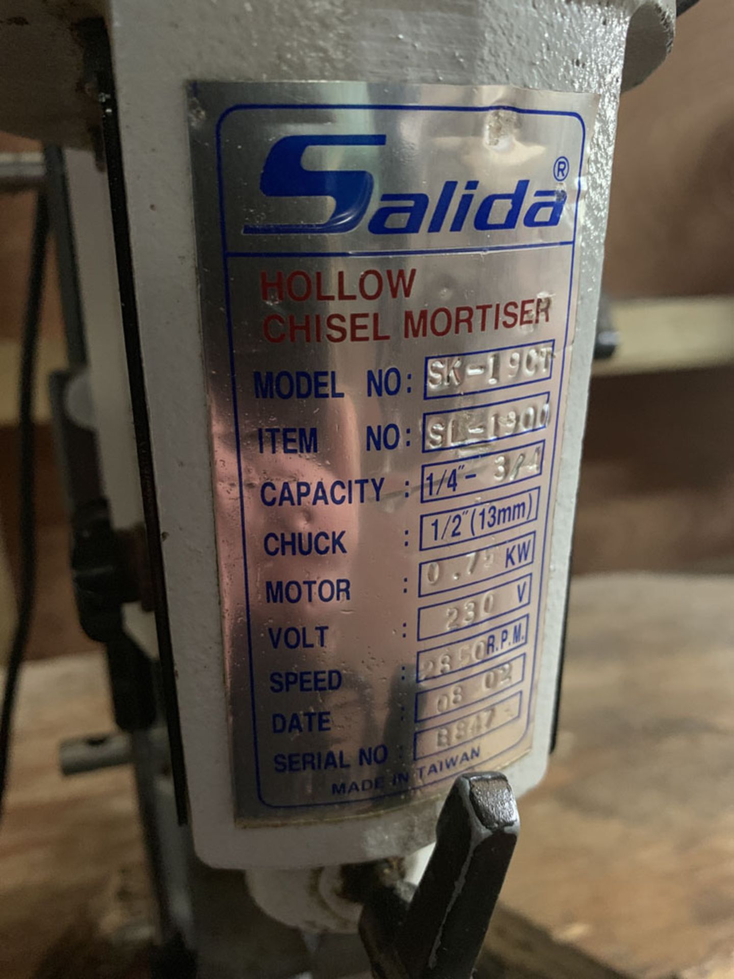 Salida Model SK-19CT 1/4'' - 3/4 Hollow Chisel Mortiser. Single Phase - Image 3 of 5