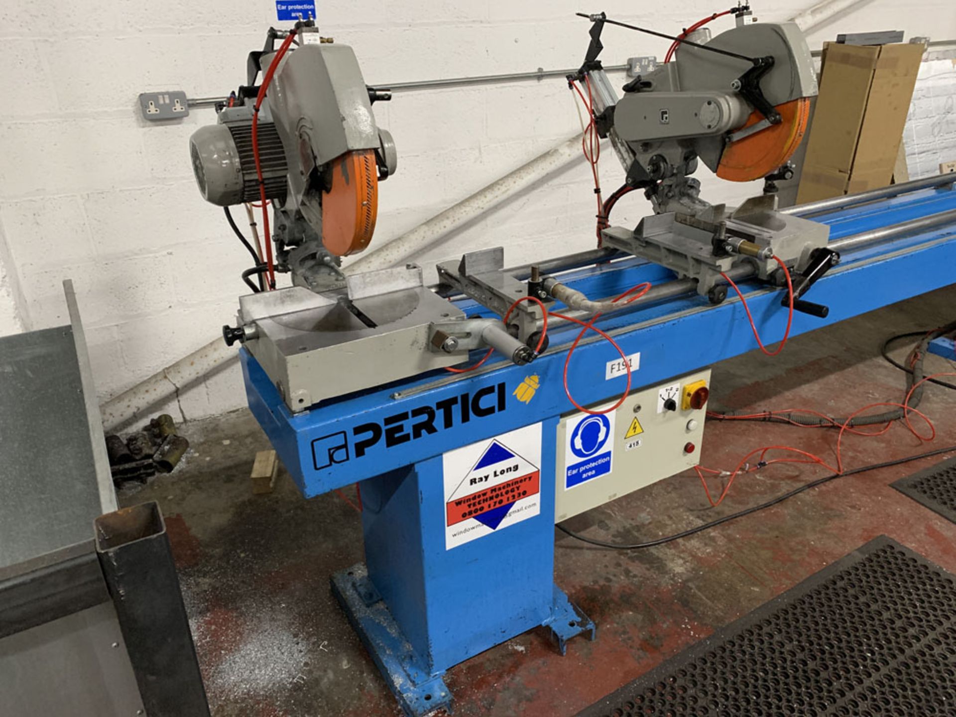 Pertici Univer Model 332P Twin Headed Mitering Sawing Machine. - Image 6 of 17