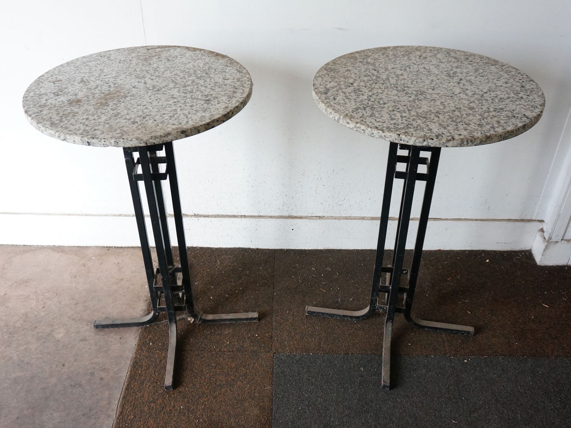 2 x Round Granite Top Tables.