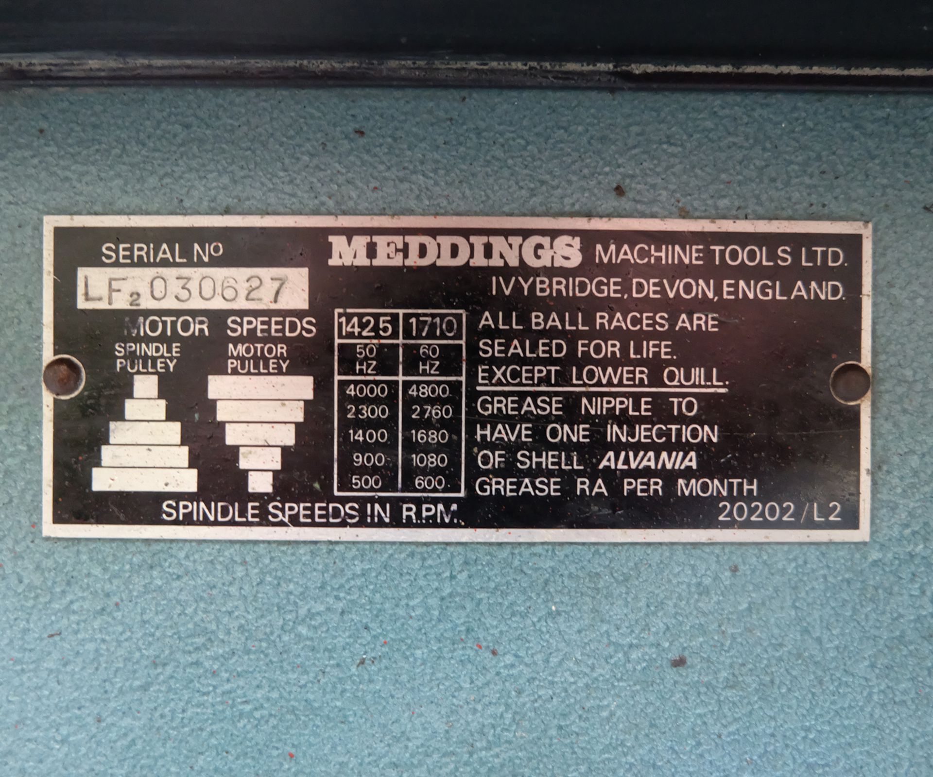 Meddings Type LF2 Bench Drill. Spindle Speeds 500-4000rpm. - Image 5 of 5