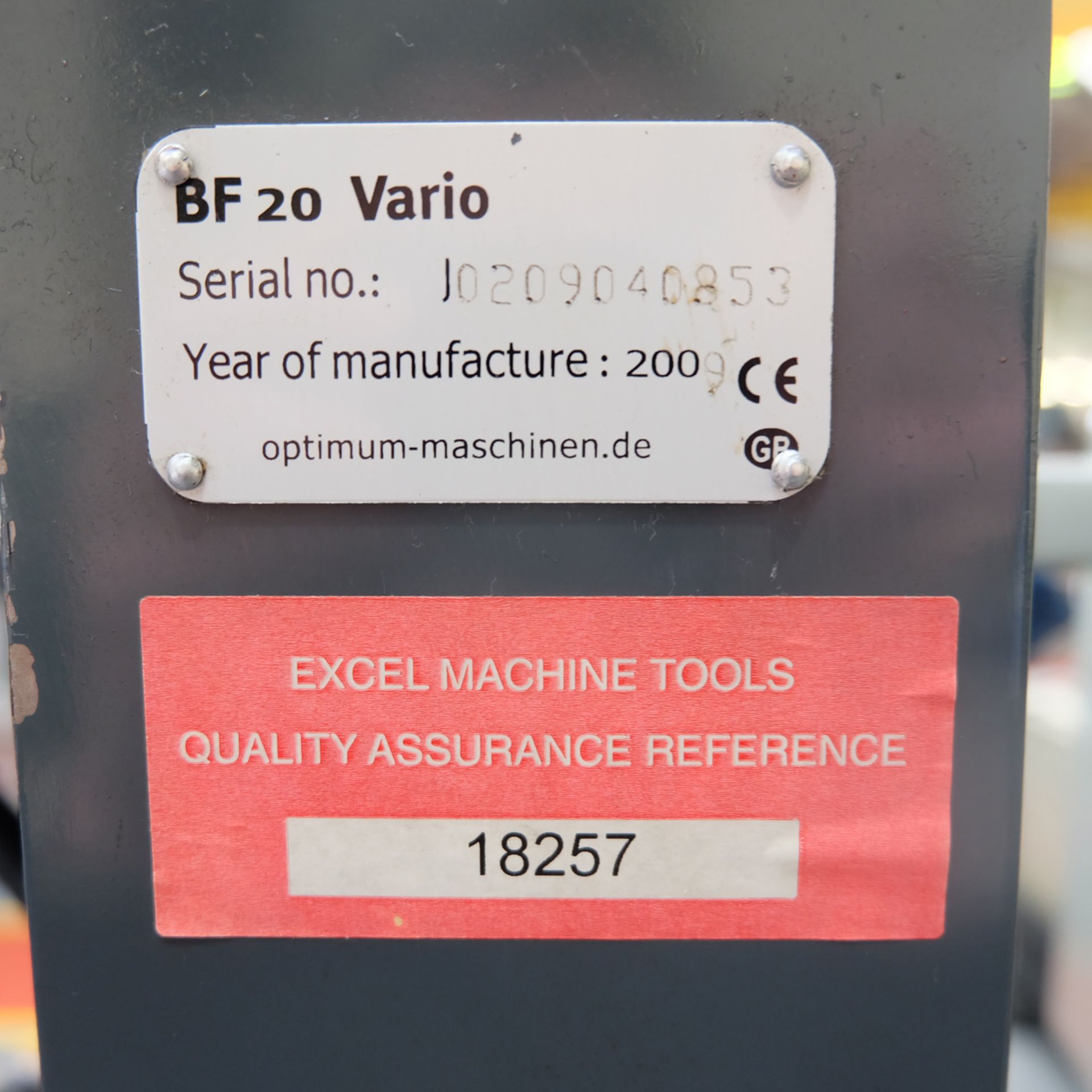 Optimum BF20 Vario Drilling/Milling Machine. - Image 10 of 11