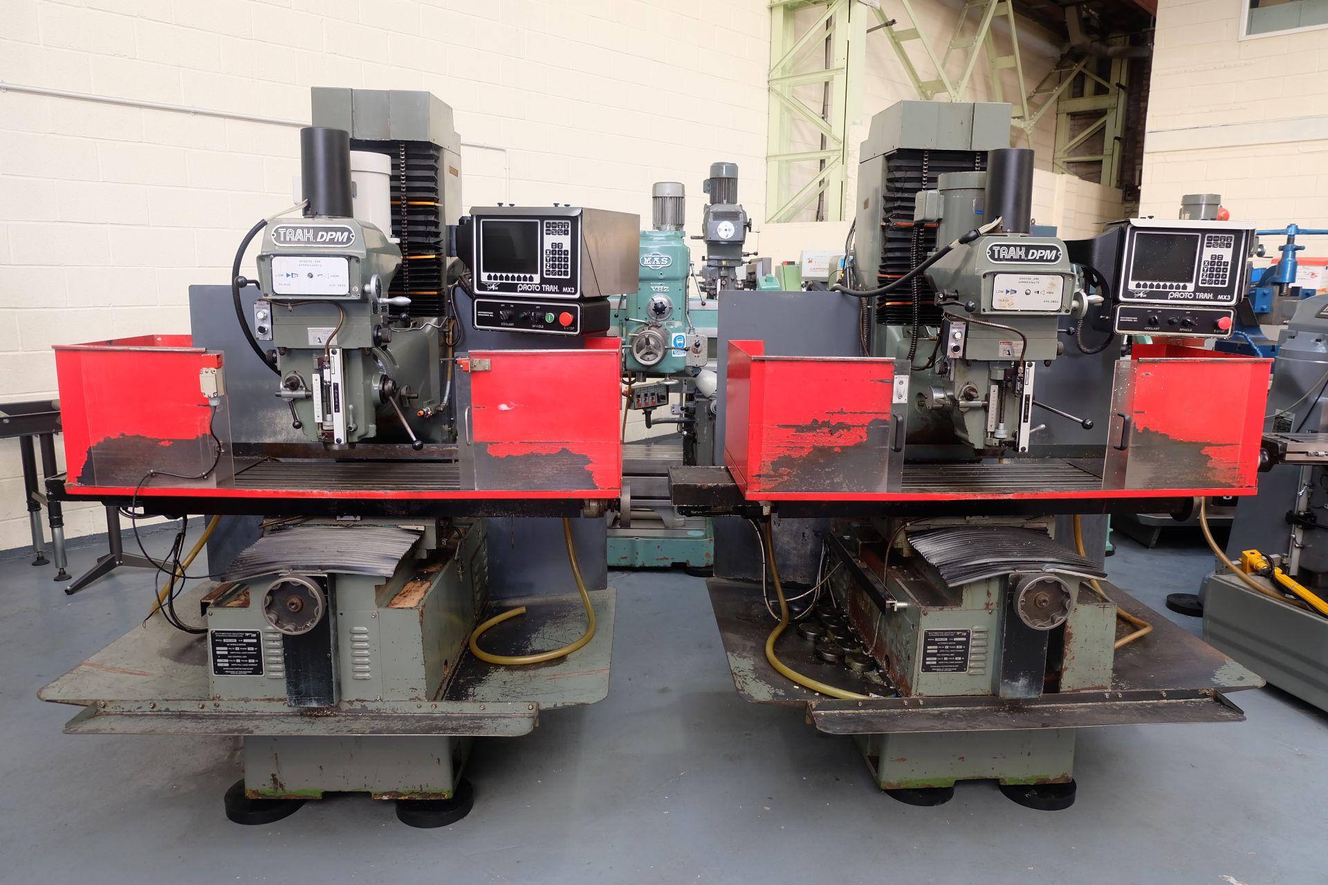 2 x XYZ Type DPM Milling Machines Table 42" x 12 1/2". Prototrak MX3 Control. For Spares or Repair.