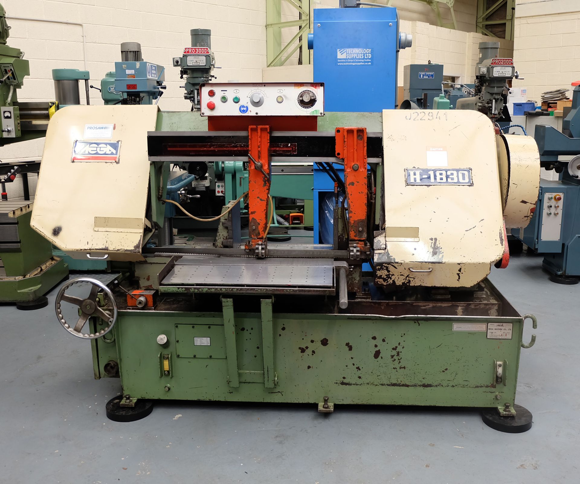 Mega Type H-1830 Semi Automatic Horizontal Bandsaw.