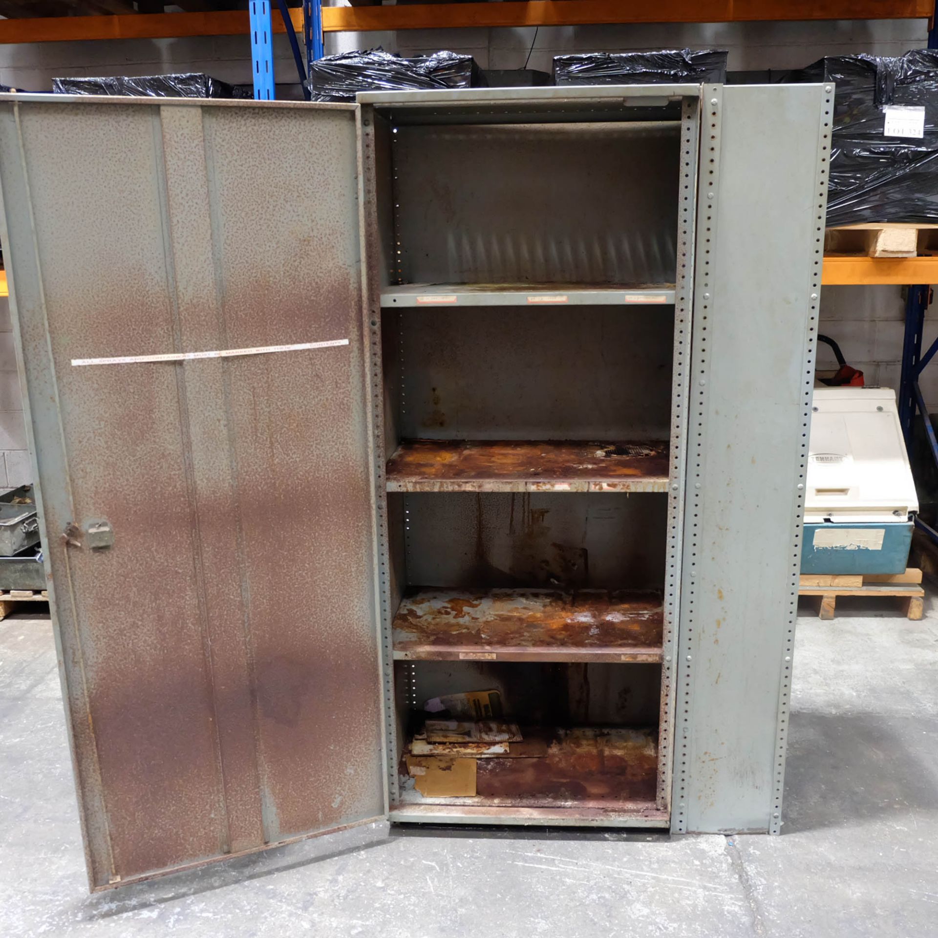 Steel Cabinet With 3 Shelves & Lock & Key. Size 42" x 20" Height 75" - Image 4 of 5