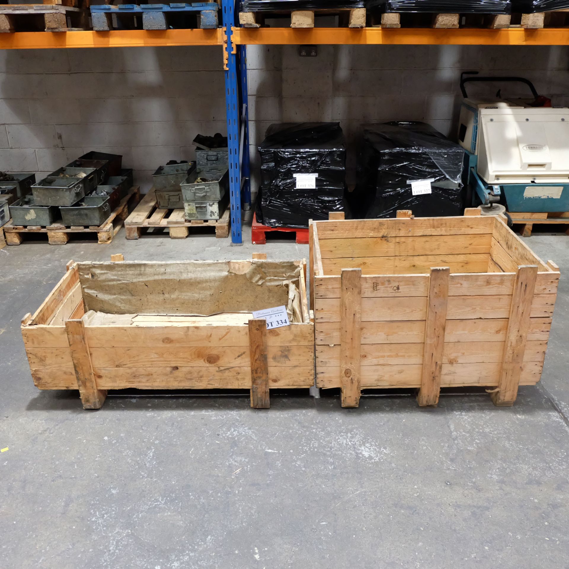 2 x Timber Boxes 35" x 26" x 20" 45" x 26" x 11"