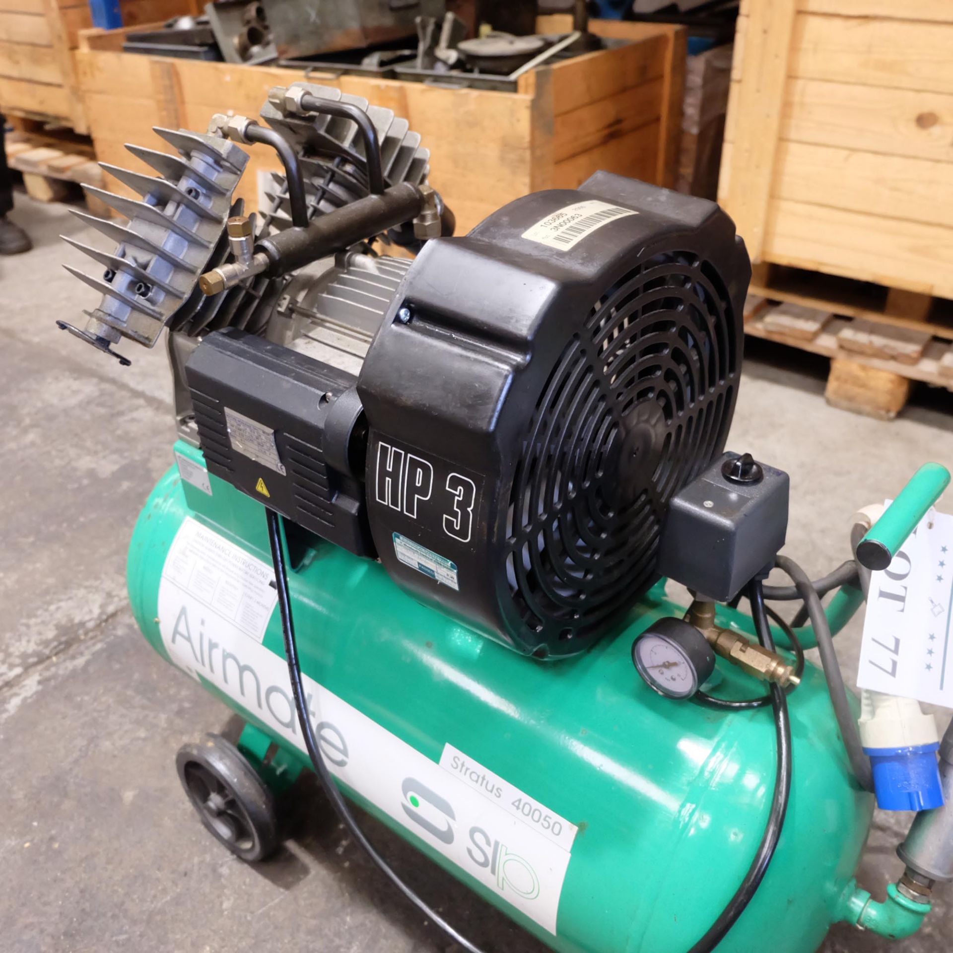 SIP Airmatic HP3 Air Compressor. Single Phase 3 HP Motor With 50 Ltr Air Receiver. - Image 2 of 7