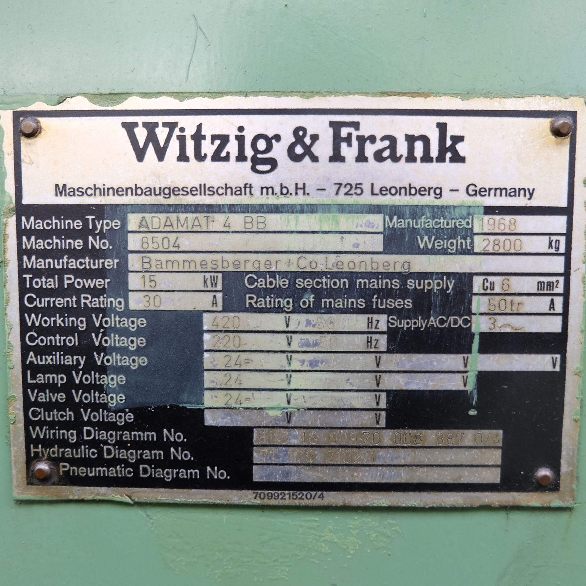 Witzig & Frank Model Adamat 4 B.B. Six Station Indexing Rotary Transfer Machine. Four Spindles. - Image 10 of 11