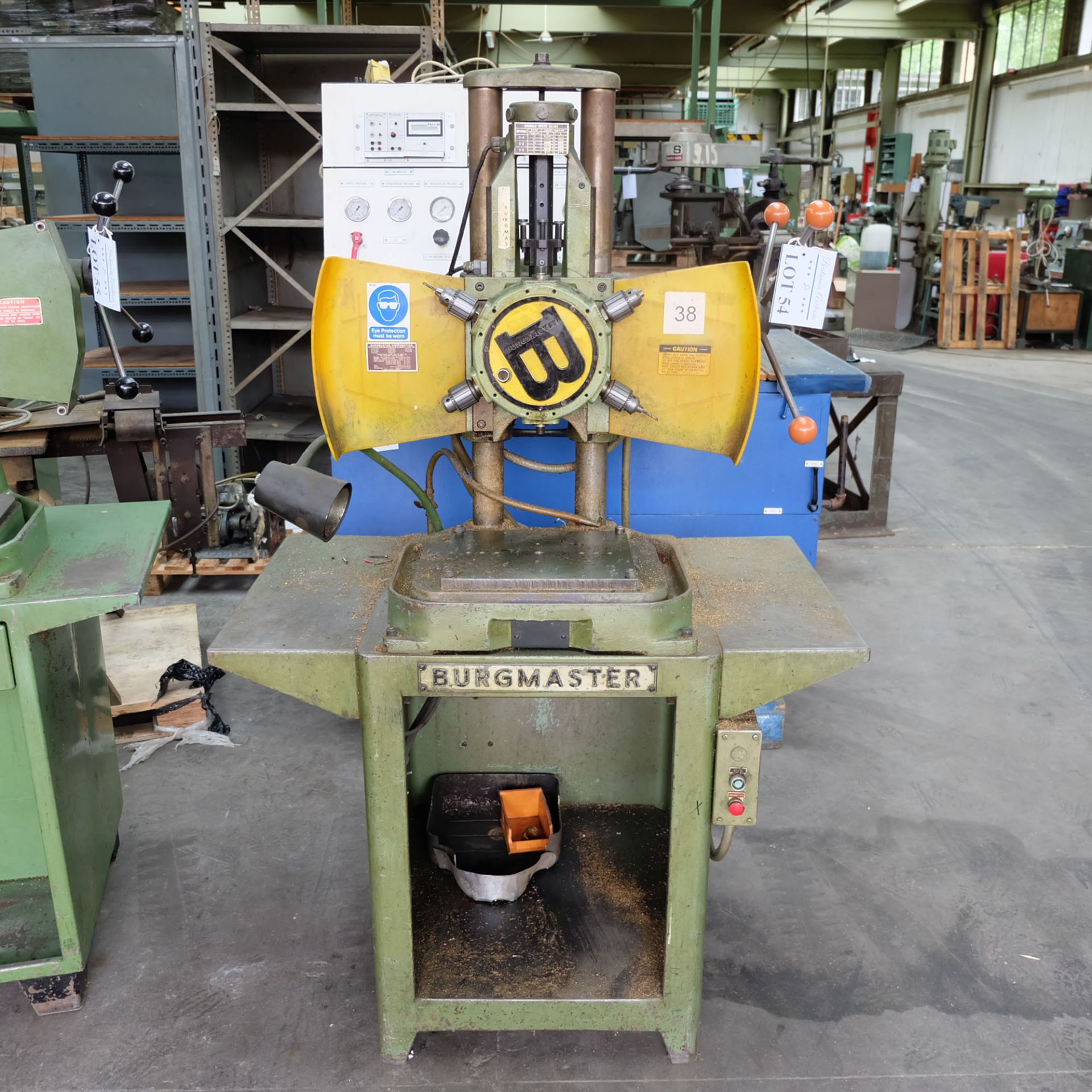 Burgmaster 6 Spindle Indexing Drill on Stand.