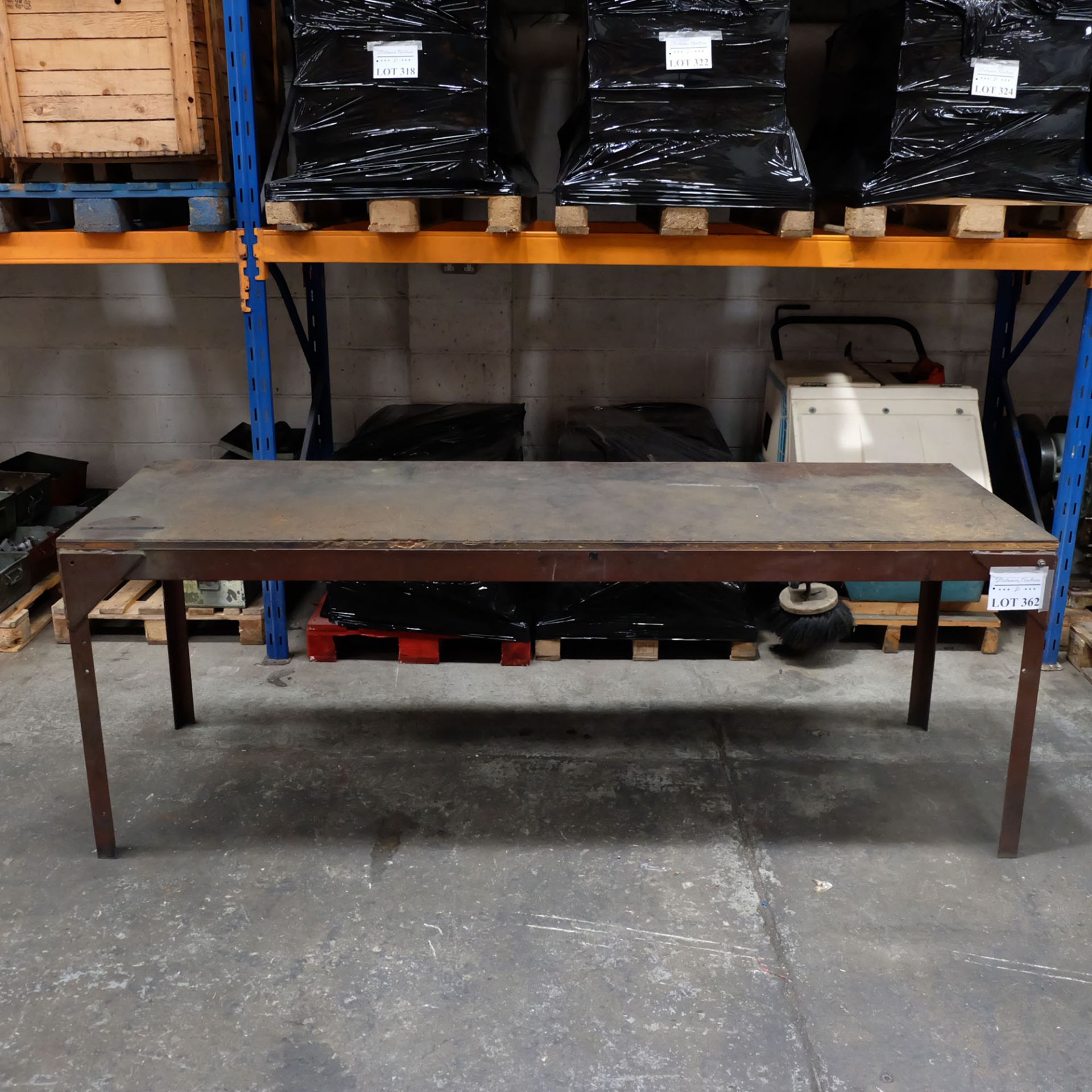 Work Bench: Wood Top on Steel Stand Size 93" x 30" x 34" High