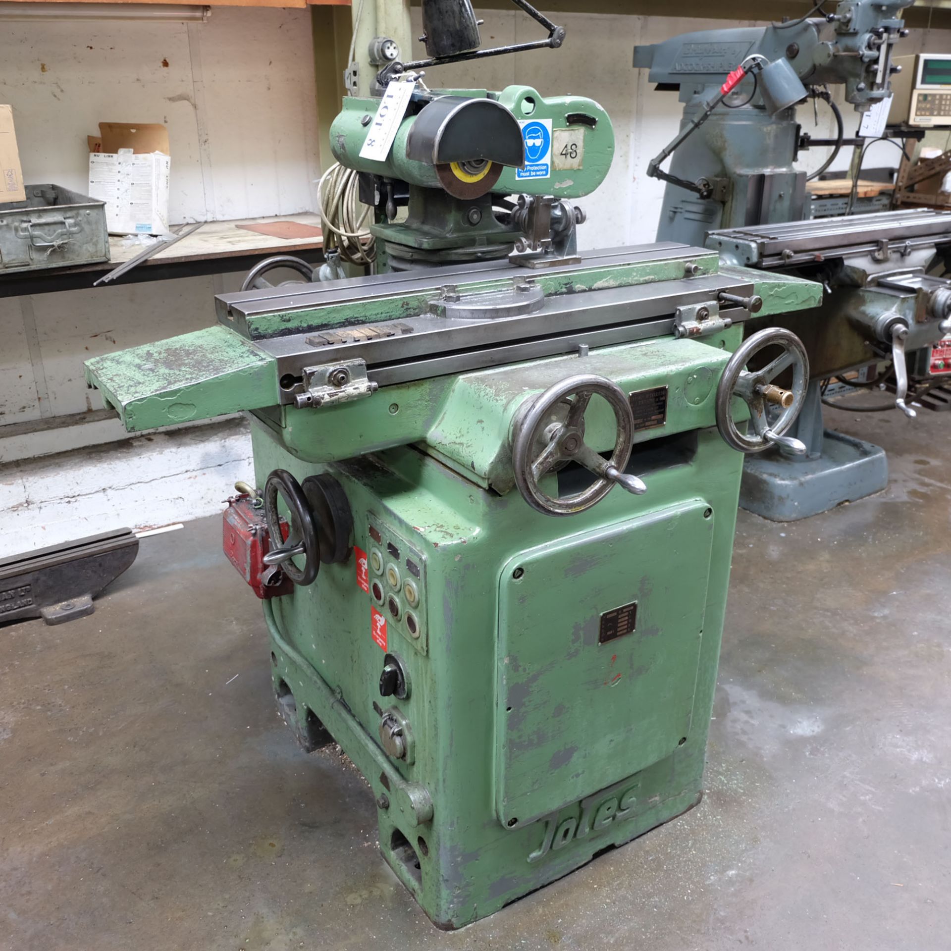 Jotes Model NVA-25 Tool and Cutter Grinder. Rise and Fall and Tilt and Swivel Head.