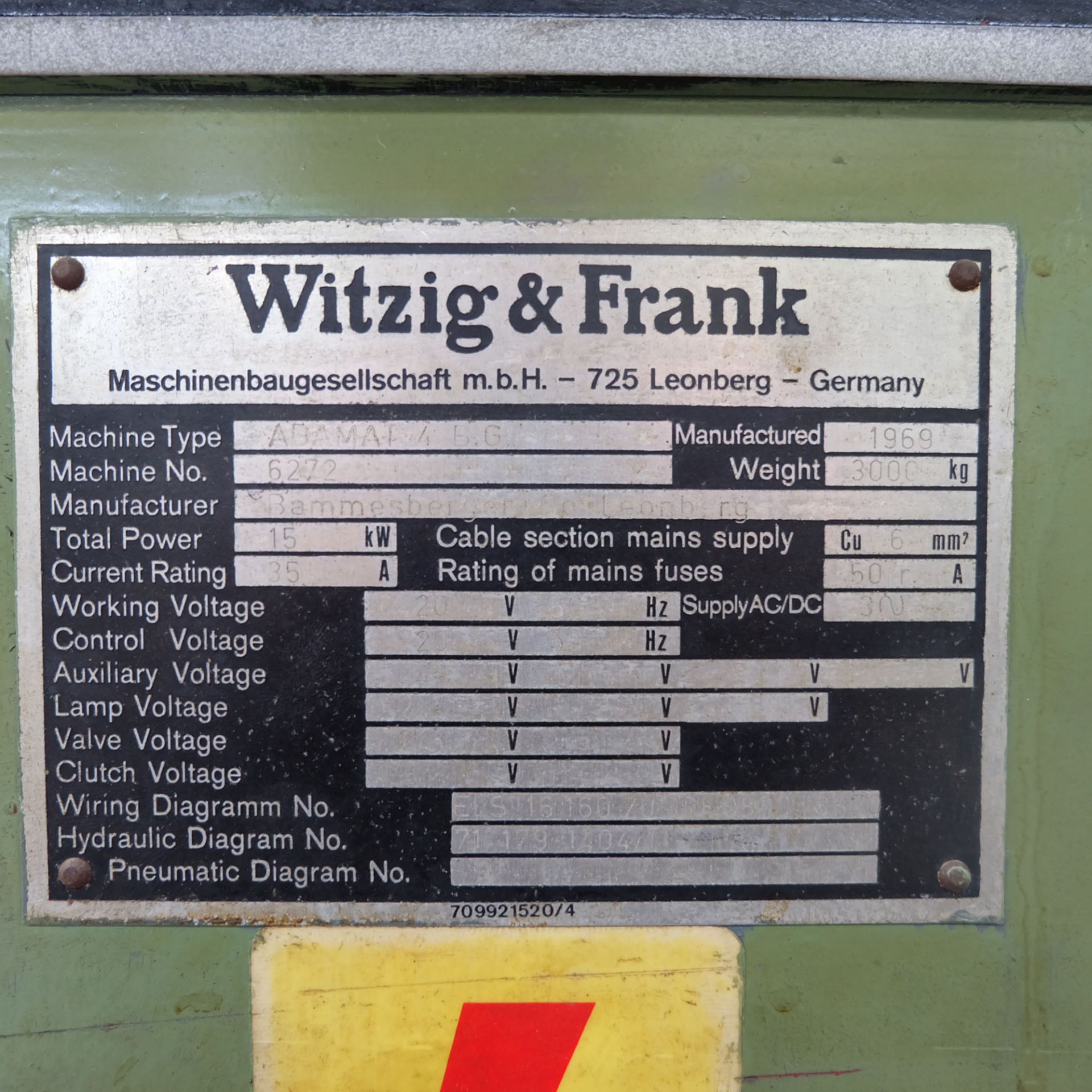 Witzig & Frank Model Adamat 4 B.G. Six Station Indexing Rotary Transfer Machine. - Image 12 of 13