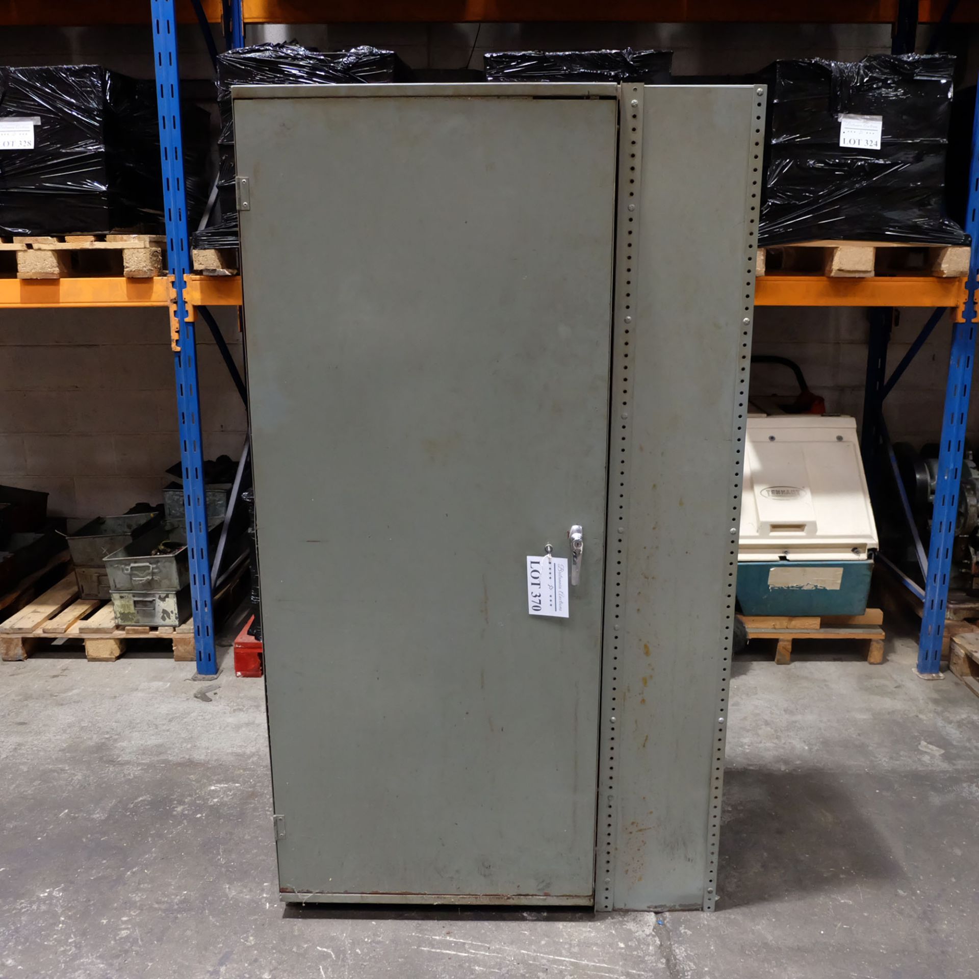 Steel Cabinet With 3 Shelves & Lock & Key. Size 42" x 20" Height 75"