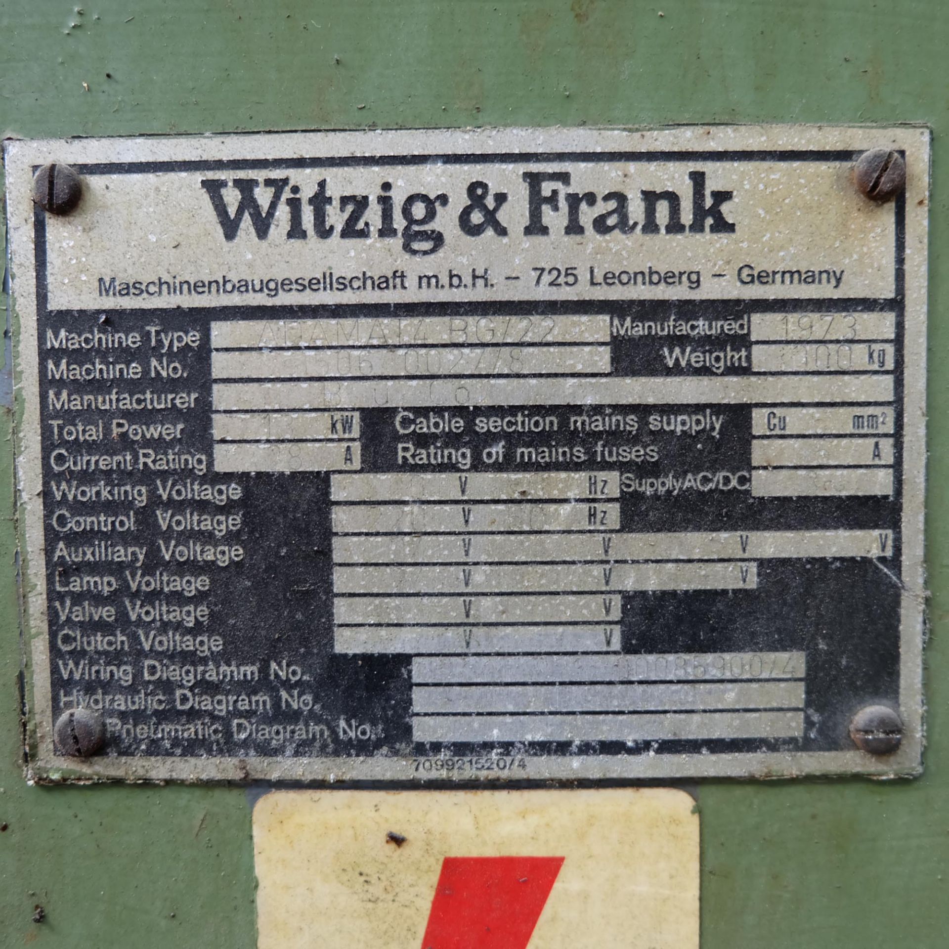 Witzig & Frank Model Adamat 4 BG/22. Six Station Indexing Rotary Transfer Machine. - Image 10 of 11