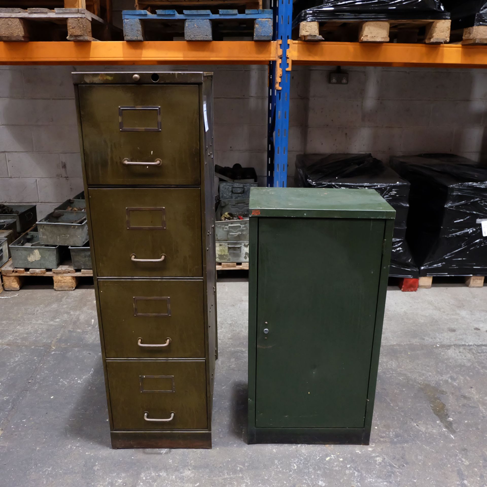 Filing Cabinet Size 14 1/2" x 24" x 52" & Steel Cabinet Size 18" x 12" x 36" With 3 Shelves & Key