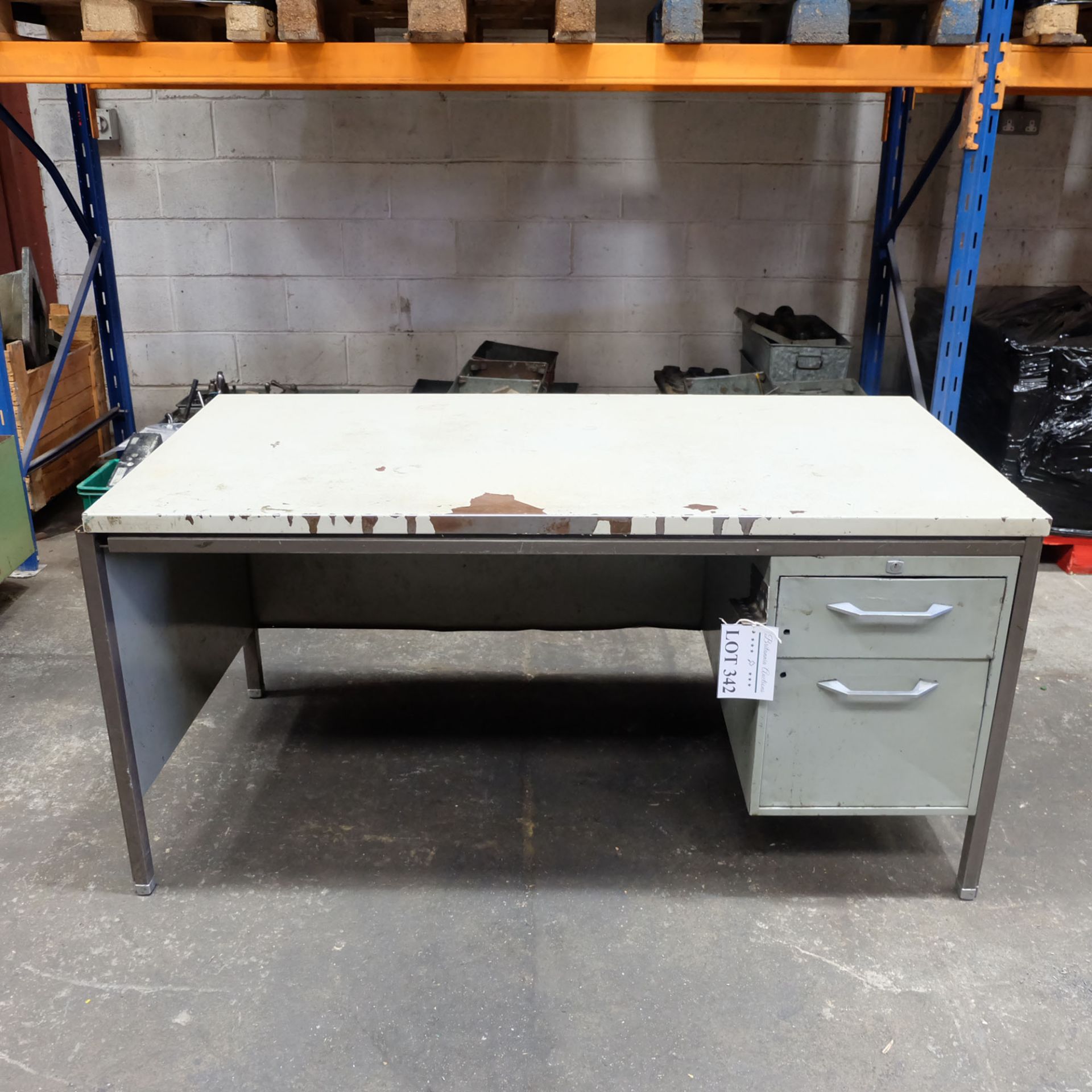 Steel Desk With 2 Drawers And Steel Top. Size 60" x 30"