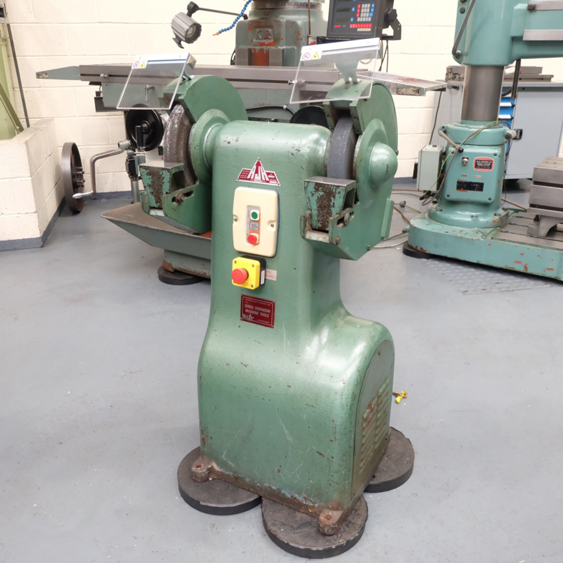 RJH Bison Double Ended Pedestal Tool Grinder. Wheel Size 300mm x 38mm x 35mm. Wheel Guards.