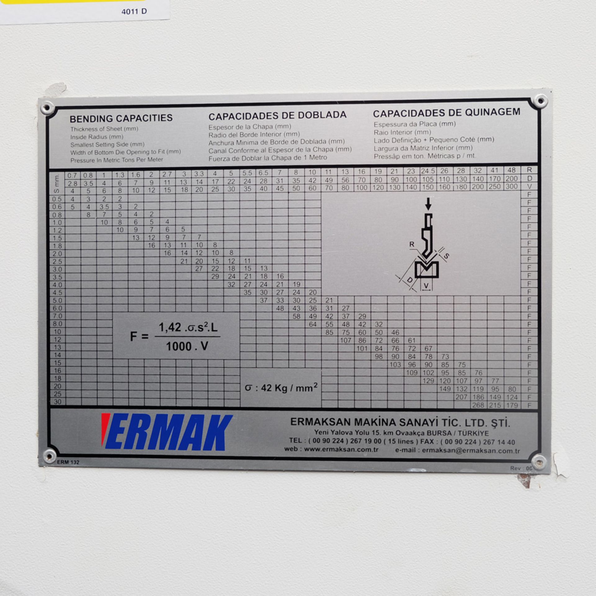 Ermak AP3120 Hydraulic Downstroke Press Brake. Capacity 3100mm x 6mm. Bending Force 120 Ton. - Image 9 of 14