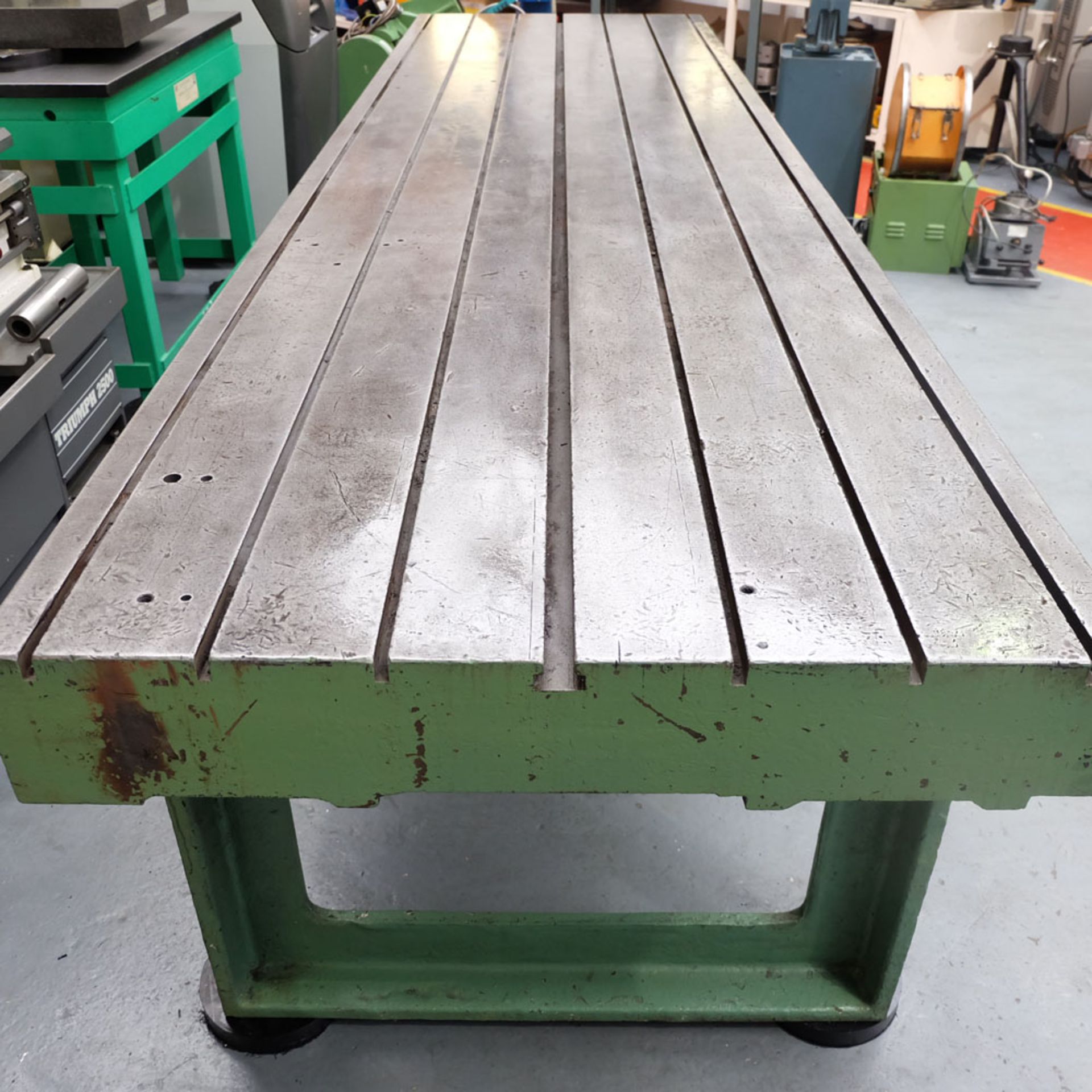 Cast Iron Surface Table With single Central Tee Slot. Size 11' 11 1/2" x 40". Thickness 7". - Image 4 of 5