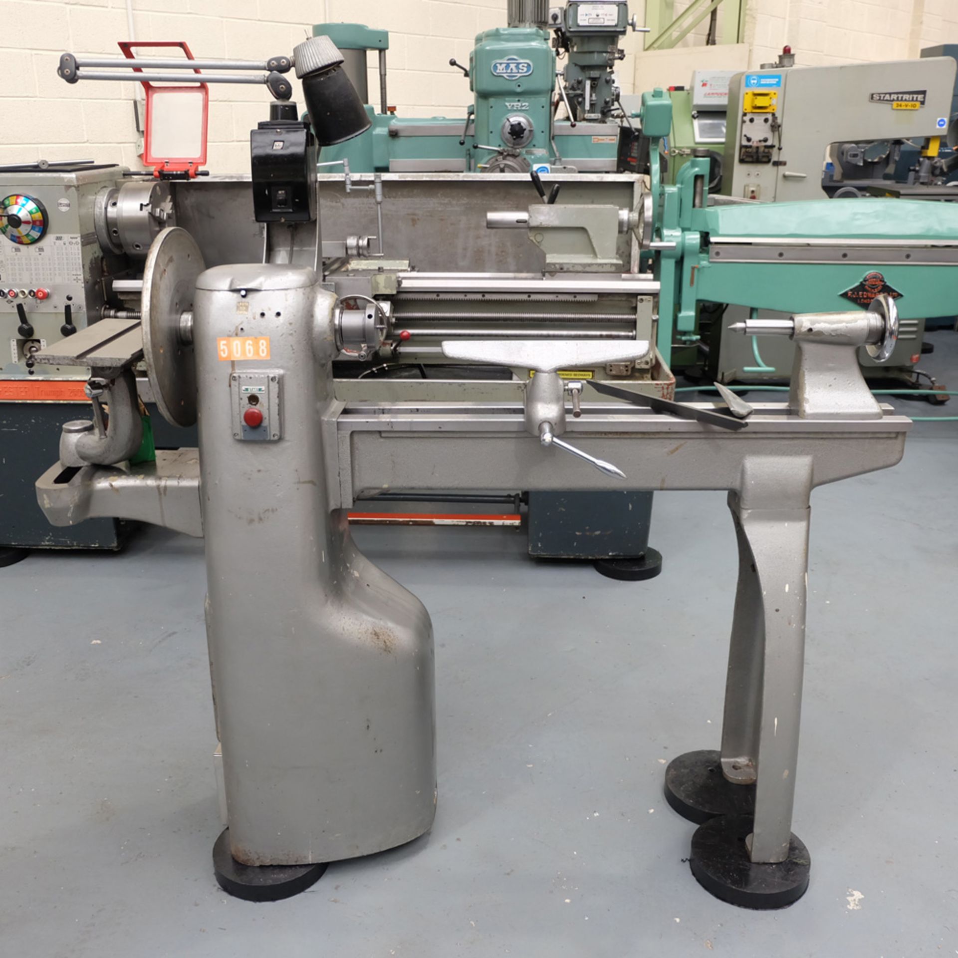 Union Graduate Pedestal Wood Turning Lathe. Distance Between Centres 30". Swing Over Bed 12".