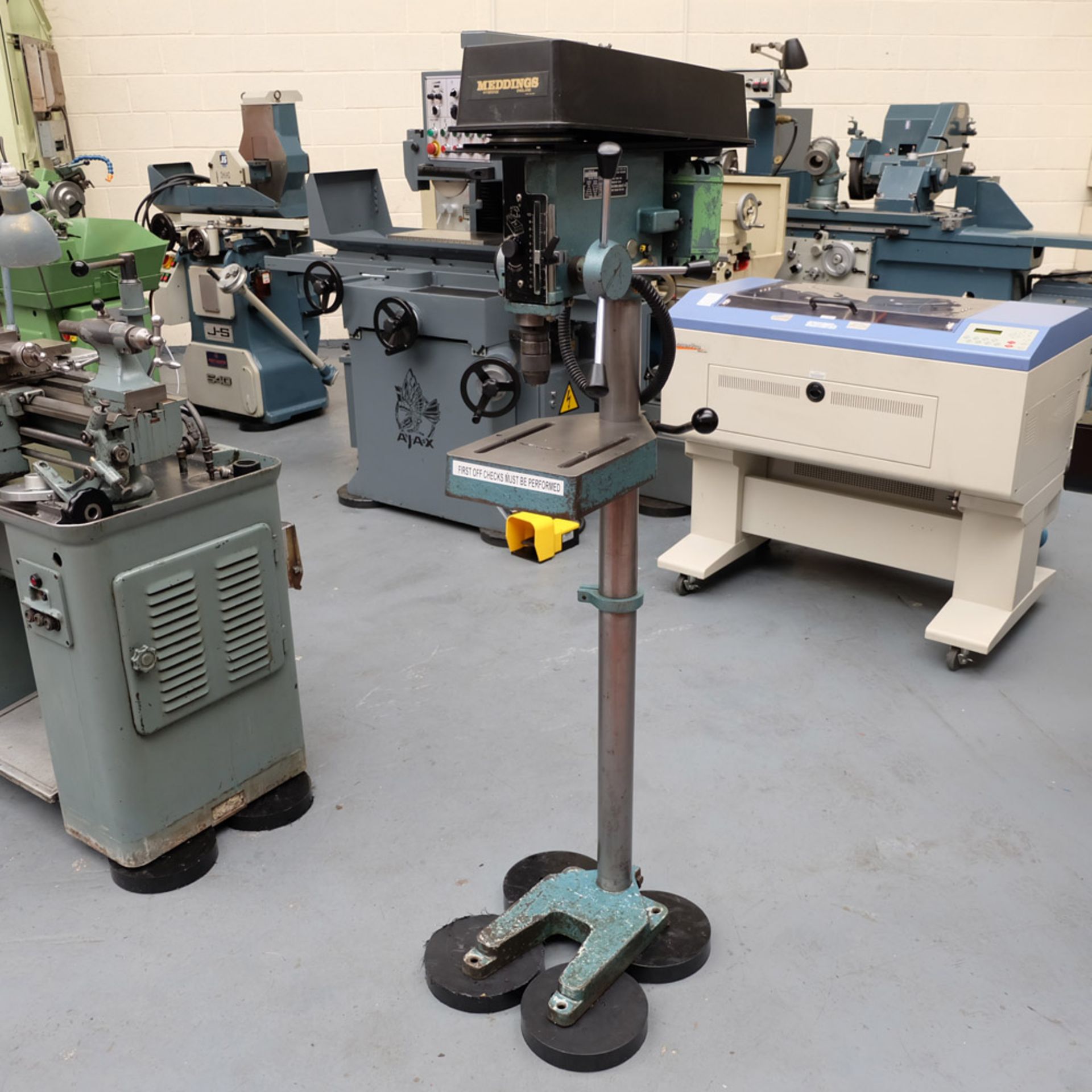 Meddings Model DTF Floor Standing Pillar Drill. Spindle Speeds 500 - 4000rpm.