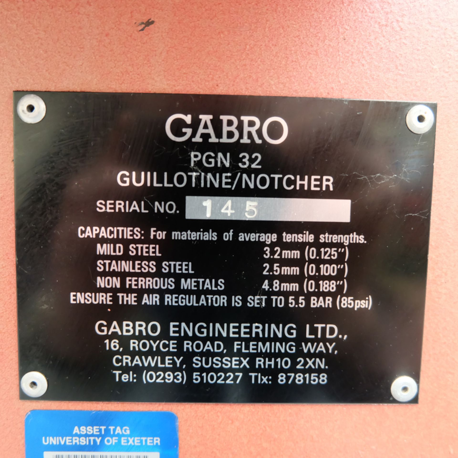Gabro Type PGN 32 Pneumattic Sheet Metal Guillotine/Notcher. - Image 9 of 9