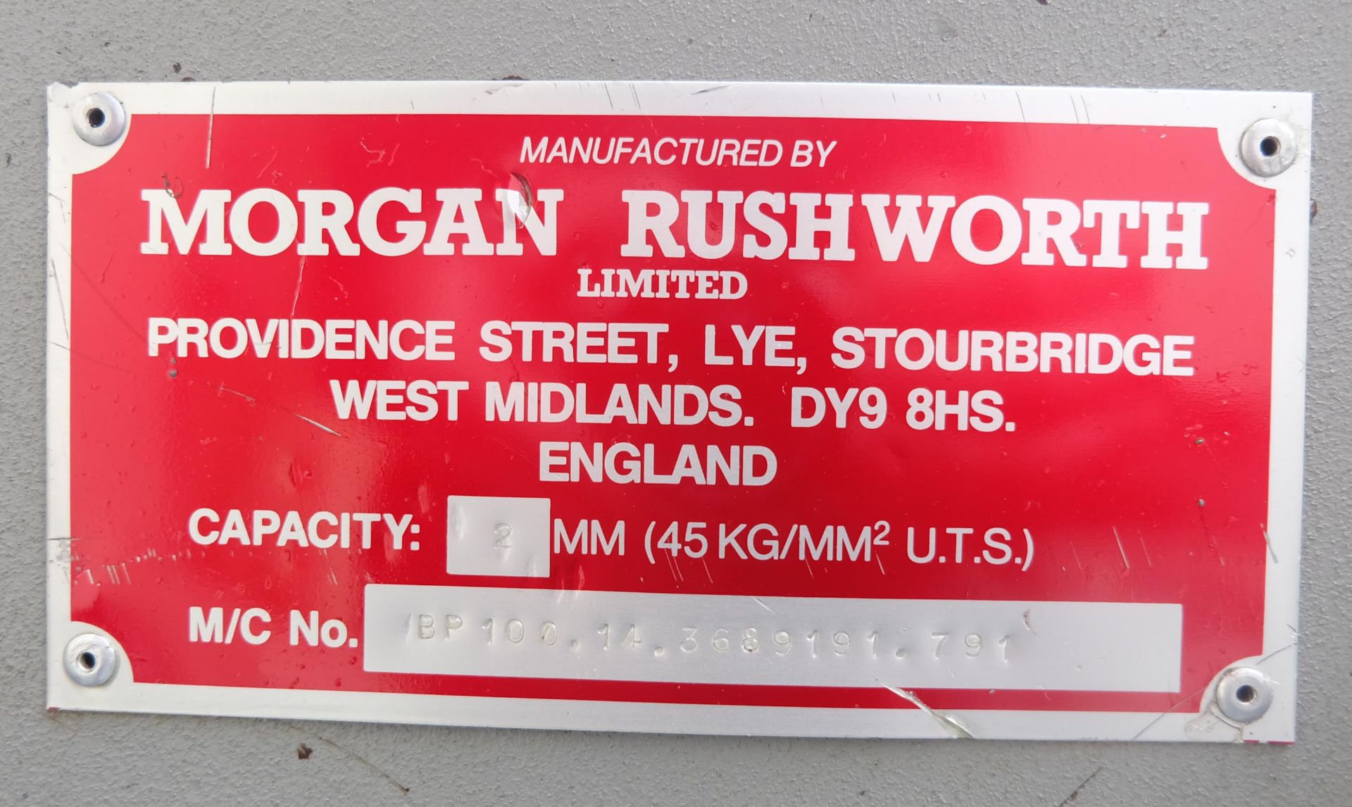 Morgan Rushworth Box & Pan Folding Machine. Capacity 2500mm x 2mm. With Manual Back Stop. - Image 6 of 6