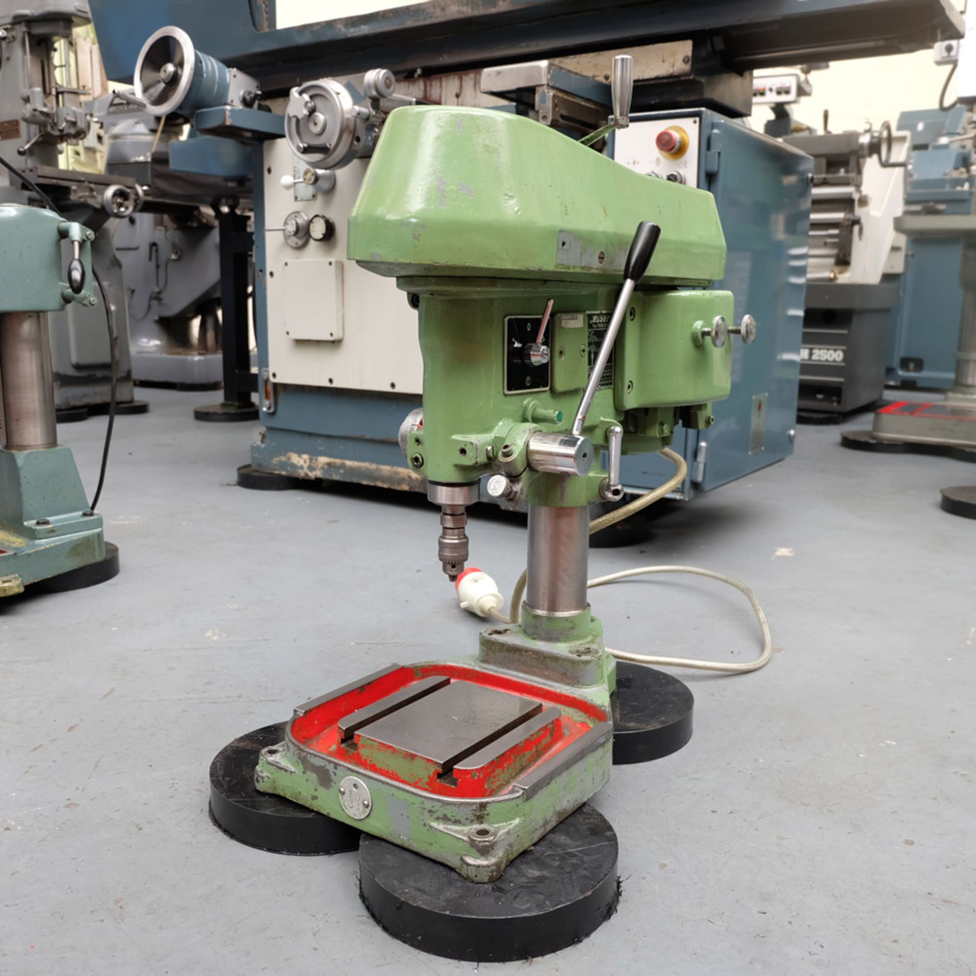 Flott Type TB6 High Speed Bench Drill. Throat 6 1/2". Tee Slotted Base 6 3/4" Square.