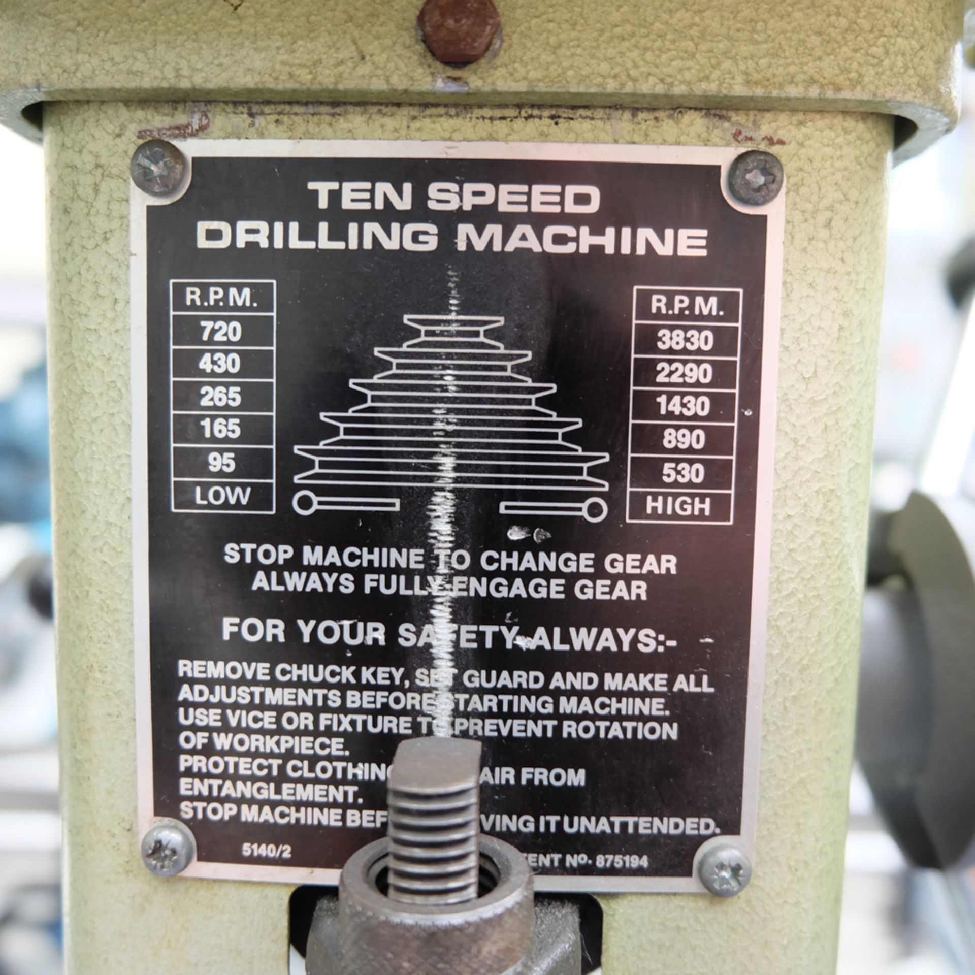 Startrite Mercury 10 Speed Pillar Drill. 3 Morse Taper. Table 9" x 8". - Image 3 of 6