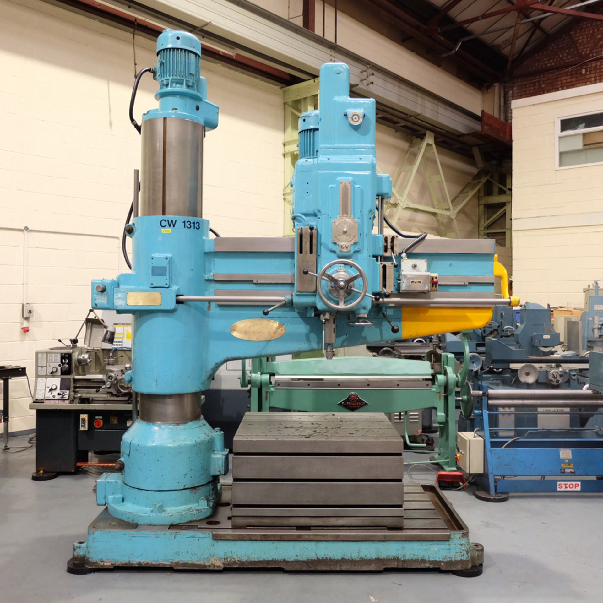 Kitchen & Wade Type E27 6' Radial Arm Drill. Arm Radius 72". Distance From Spindle to Base 65".