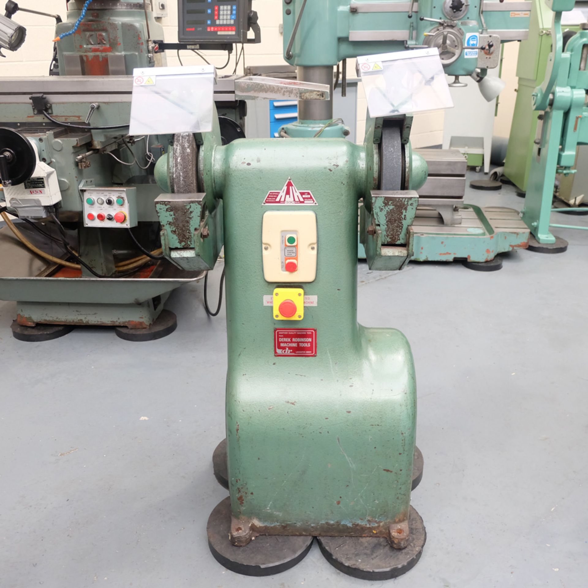 RJH Bison Double Ended Pedestal Tool Grinder. Wheel Size 300mm x 38mm x 35mm. Wheel Guards. - Image 2 of 5