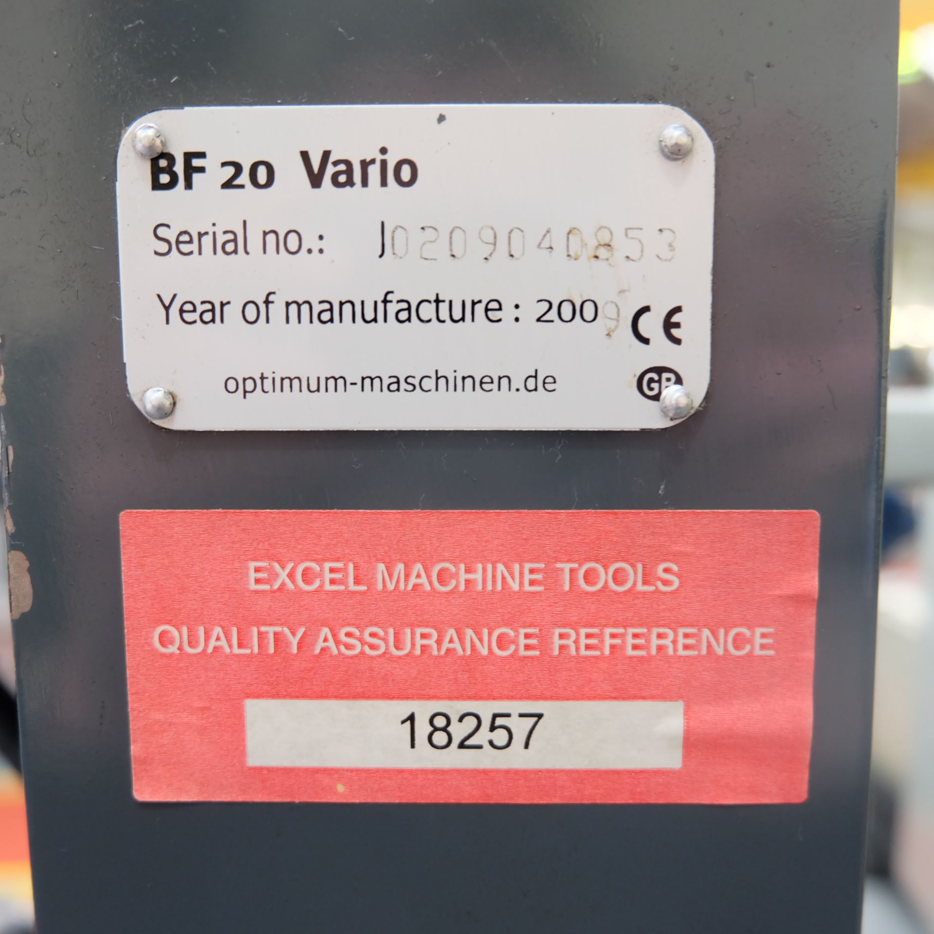 Optimum BF20 Vario Drilling & Milling Machine. Spindle Taper 2 Morse Taper. - Image 10 of 11