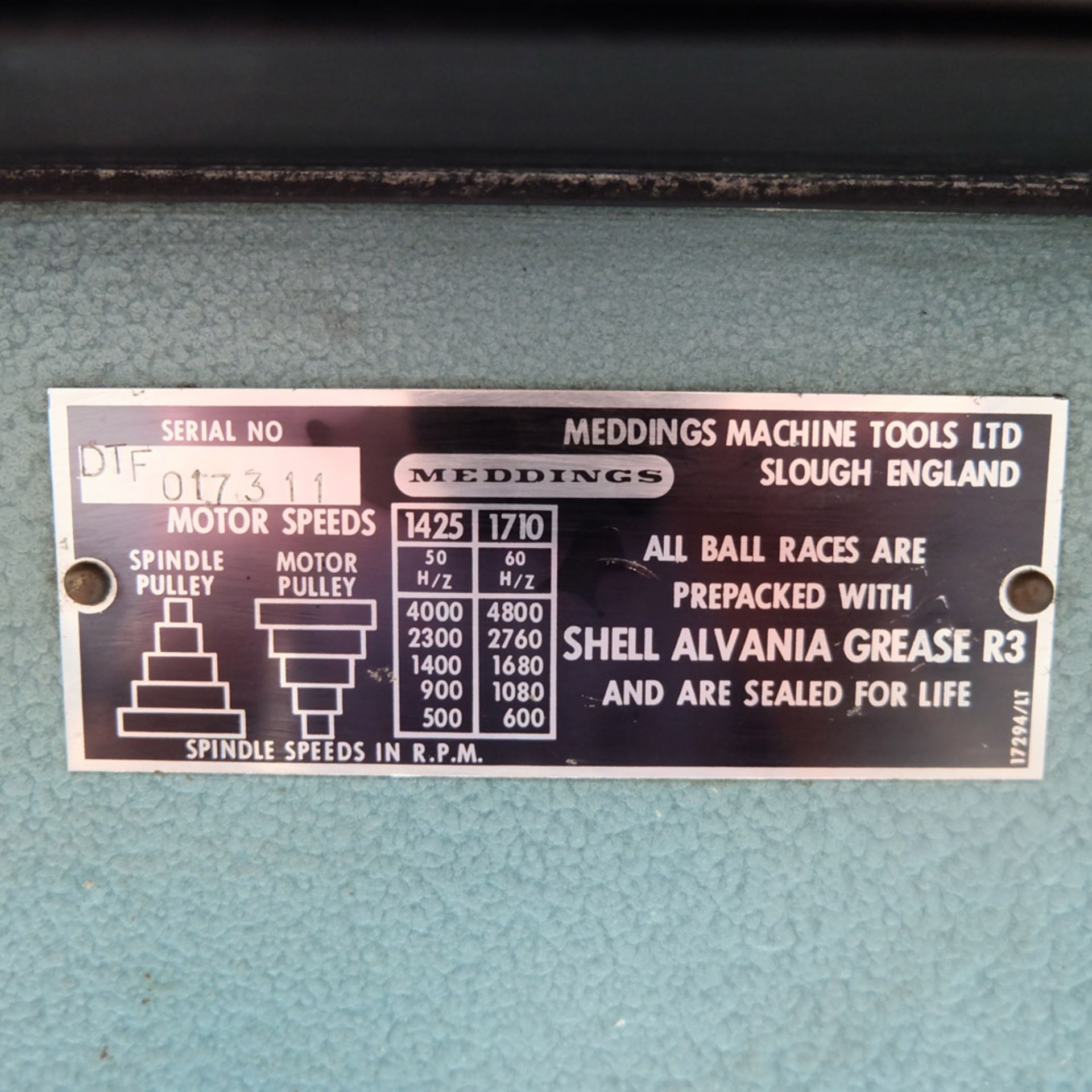 Meddings Model DTF Floor Standing Pillar Drill. Spindle Speeds 500 - 4000rpm. - Image 4 of 6