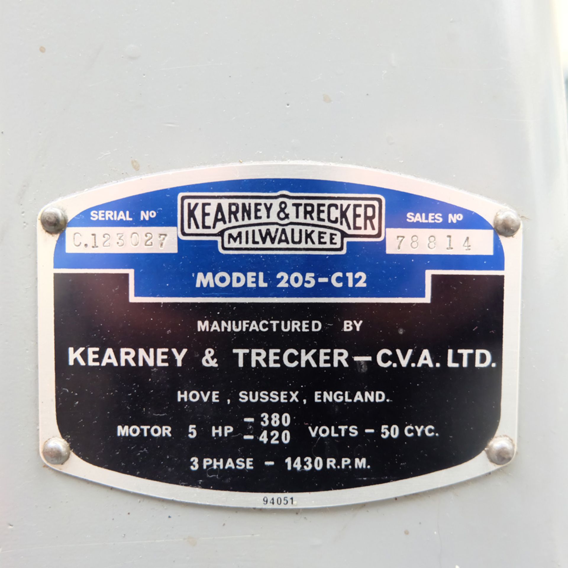 Kearney & Trecker Type 205 C-12 Universal Milling Machine. Table 52" x 12". - Image 13 of 13