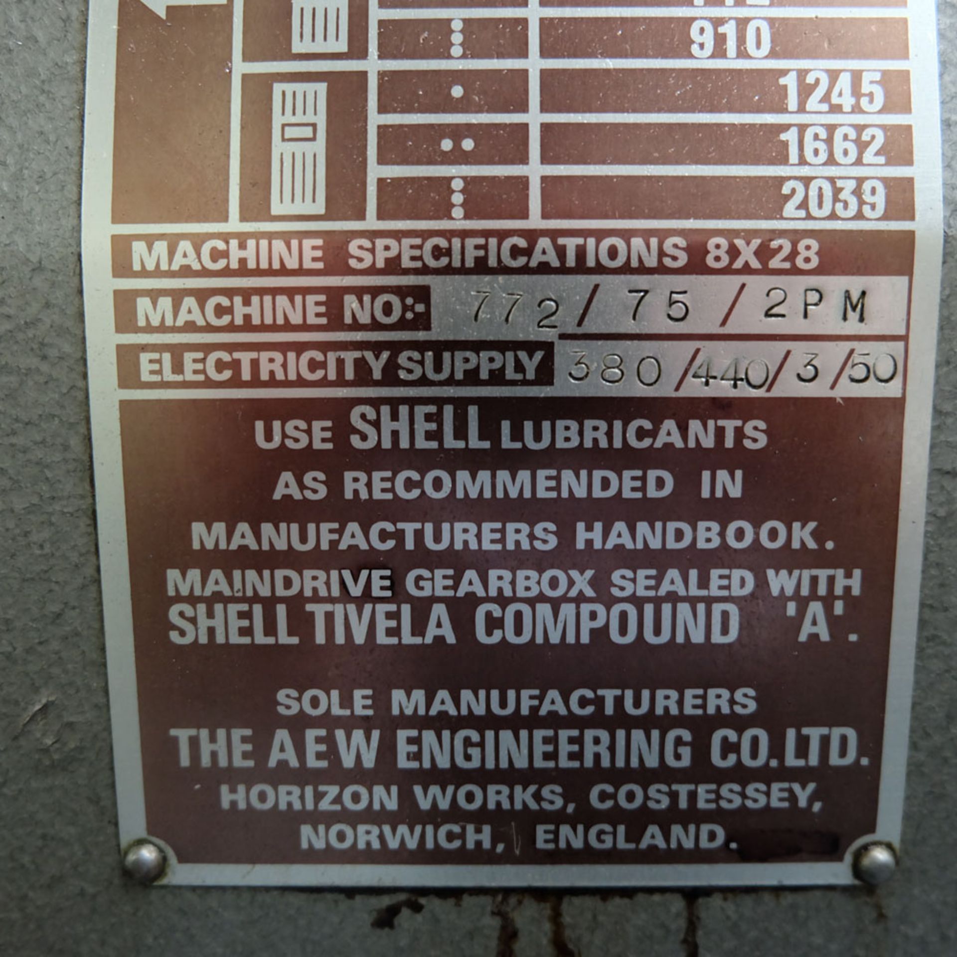 Viceroy Type AEW Horizontal Milling Machine. Table Size 35" x 8". Power Feed in X Axis. - Image 10 of 10