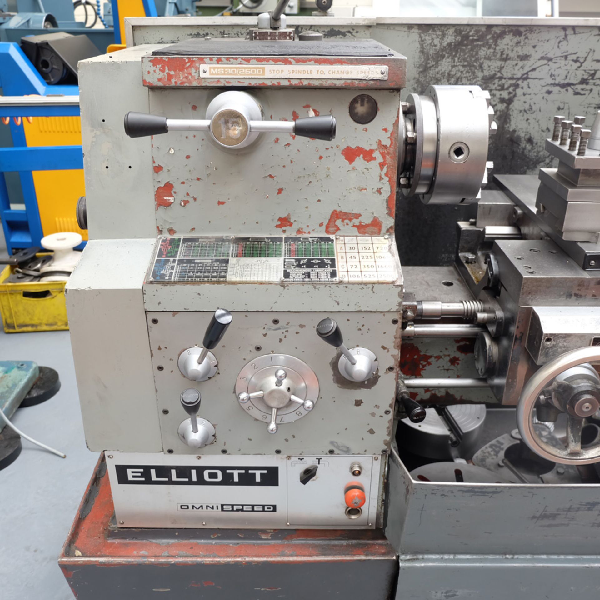 Elliott Omnispeed Model MS30/2500 Gap Bed Centre Lathe. - Image 3 of 9