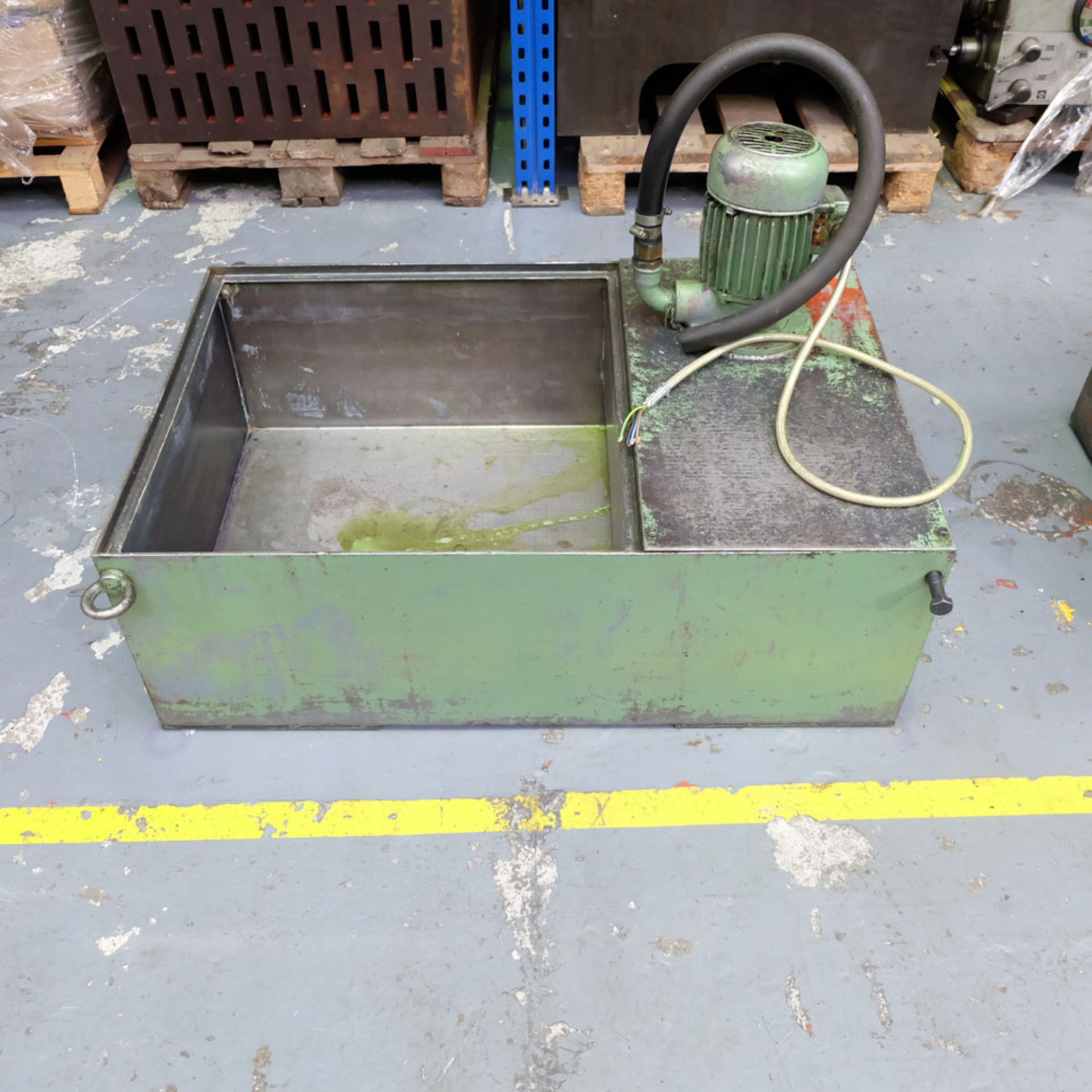 Coolant Tank. Overall Size 39 1/4" x 25" x 13 1/2" High. 3 Phase Motor.